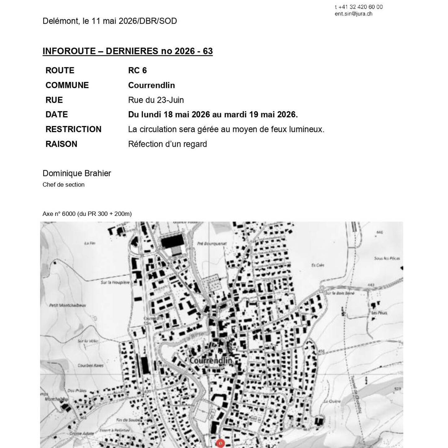 Inforoute - Restriction du trafic - Rue du 23-Juin