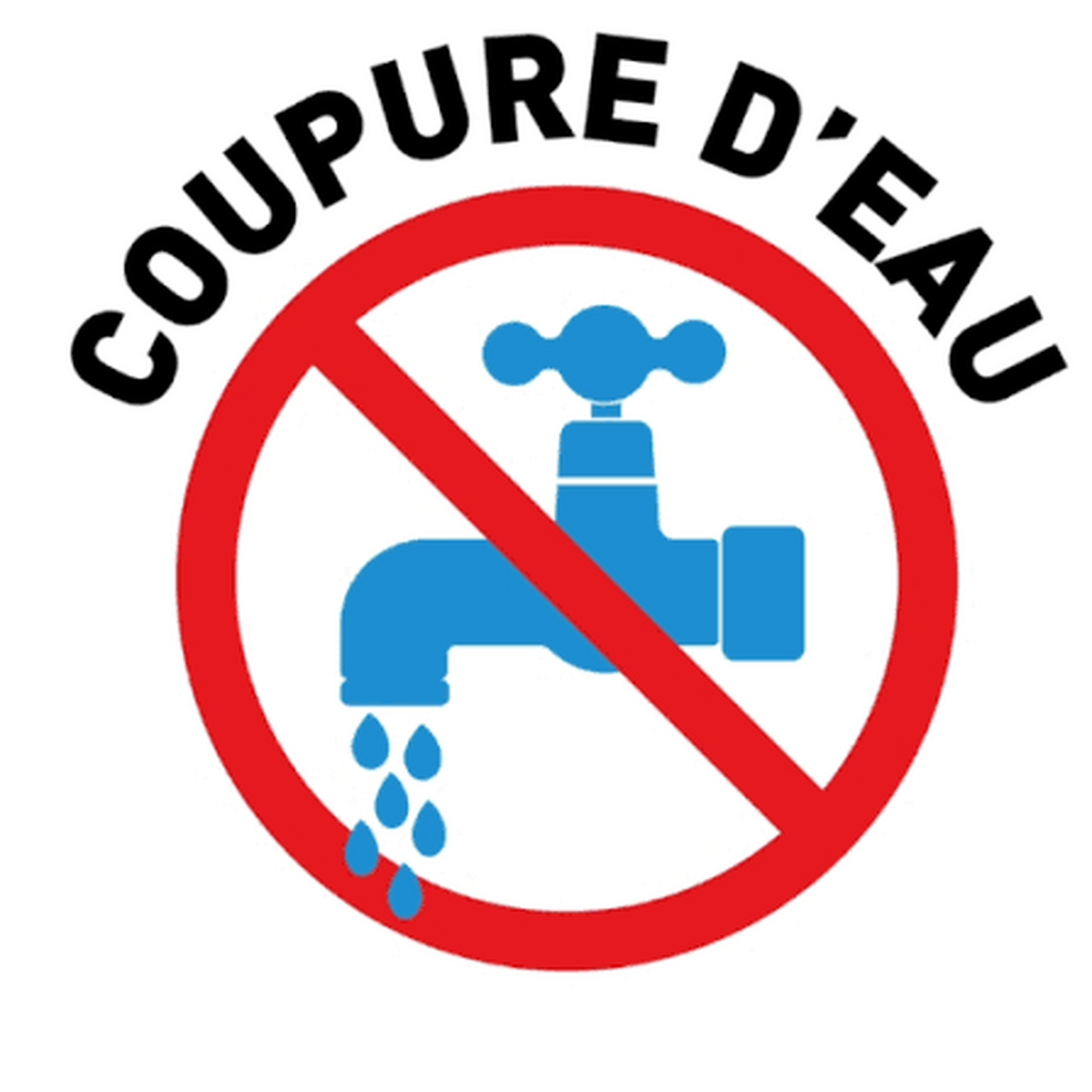 Coupure d'eau aujourd'hui (8h30 - 10h00) - Secteur : rue de la Vieille Église jusqu'à la rue des Mourattes: